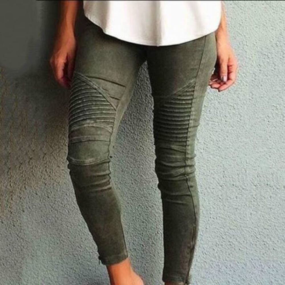 Olive Moto Jeans